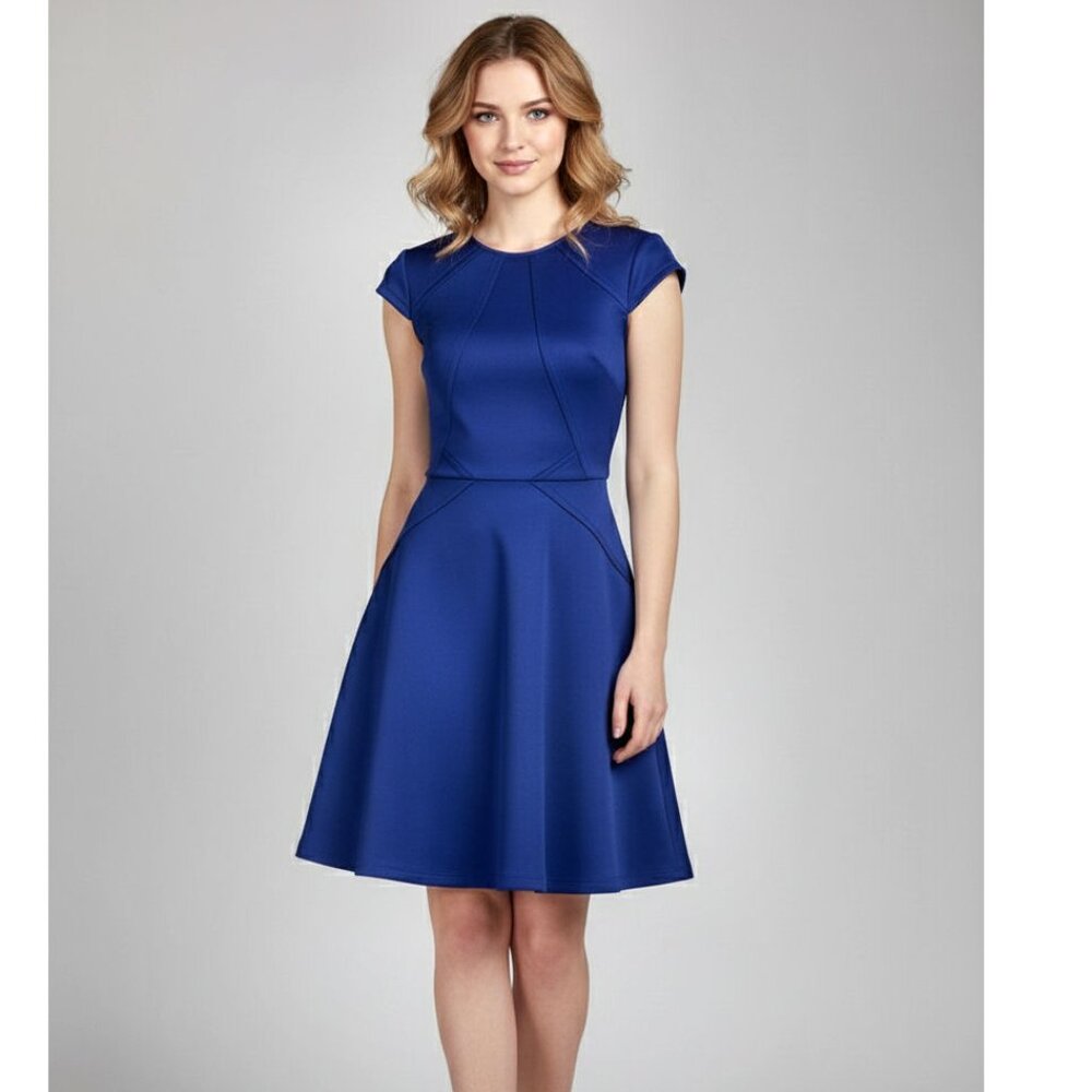 Ted Baker Eebrr Skater Dress Capped Sleeves in Blue US Women's Size 0